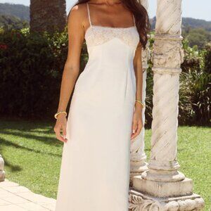 Allula Midi Dress - Ivory - Runaway The Label - Size Small